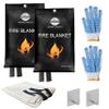 SAFECASTLE Emergency Fire Blanket 59"x59" Large Size, 2 Pack + 2 Hooks & 2 Gloves Fire Retardant Blanket with Fireproof Tabs for Home, Outdoor, Office, Car and Camping Fire Protection Survival Safety view 1