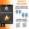 SAFECASTLE Emergency Fire Blanket 59"x59" Large Size, 2 Pack + 2 Hooks & 2 Gloves Fire Retardant Blanket with Fireproof Tabs for Home, Outdoor, Office, Car and Camping Fire Protection Survival Safety view 2