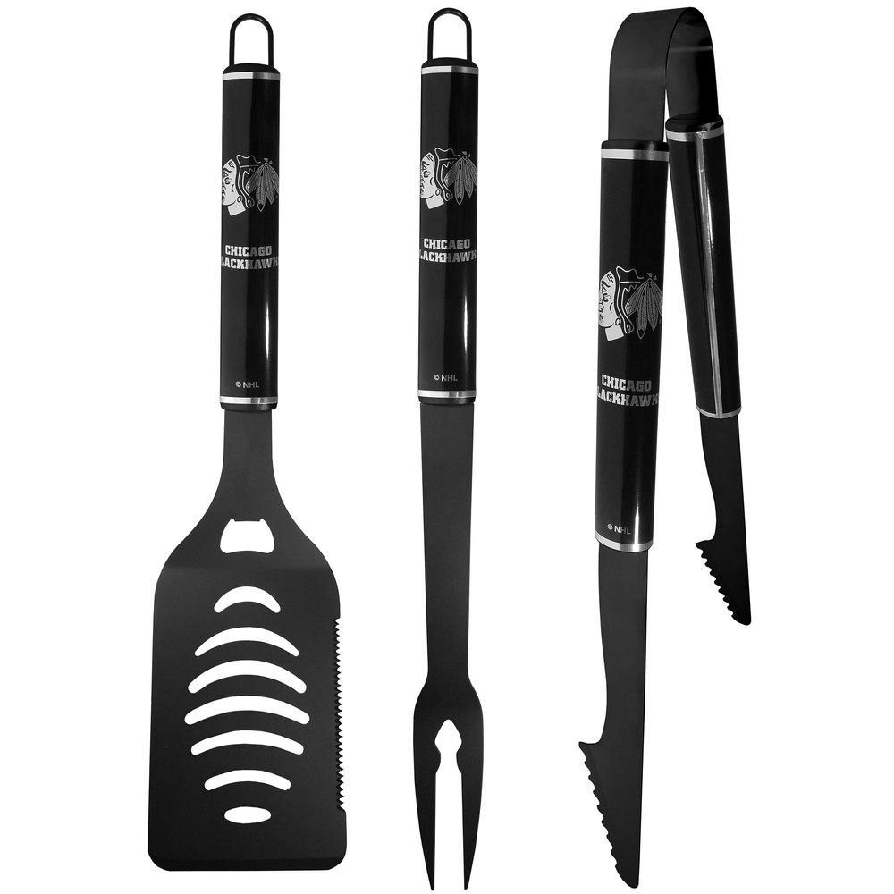 Siskiyou Sports NHL Chicago Blackhawks 3 pc Monochromatic BBQ Set Team Colors, One Size