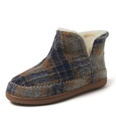 Alpine by Dearfoams Men's Brixen Indoor/Outdoor Memory Foam Boot Slipper, Blue Plaid, 8-9