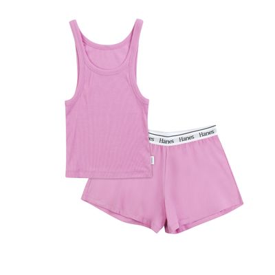 Hanes Women's Originals Loungewear Set, Comfywear Rib Crop Tank and Sleep Shorts, 2-Piece Set