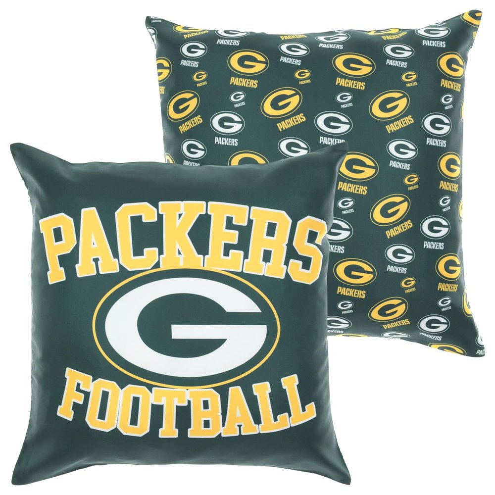 FOCO NFL 2 Pack Throw Pillow Cover 18 x 18, Green Bay Packers