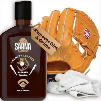 SARNA BASEBALL Glove & Leather Cleaner, 8 Oz Gently Removes Dirt & Sweat Without Darkening Water-Based Formula for Colored Gloves Doubles as Leather Conditioner for Baseball Mitt Care