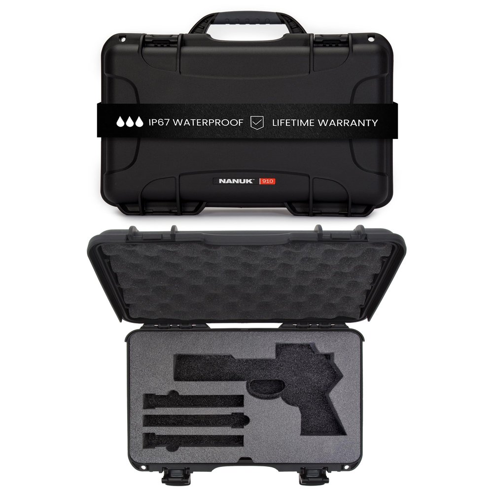 NANUK Case 910 w/Foam for Pistol Optic Ready, Black, Medium, 910S-080BK-0A0-21312