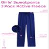 Sweet Hearts Girls Sweatpants - 3 Pack Soft Fleece Open Bottom Athletic Performance Jogger Girls Pants: Made in USA (5-18), Size 5-6, Black/Heather Grey/Royal view 2