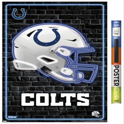 Trends International NFL Indianapolis Colts - Neon Helmet 23 Wall Poster, 34L x 22.4W, Poster & Clip Bundle