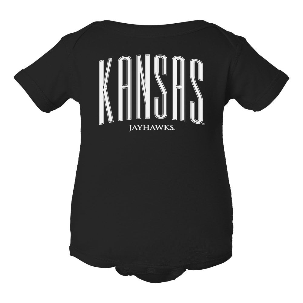 CornBorn Kansas Onesie - Tall Kansas Small Jayhawks - Black - 6M