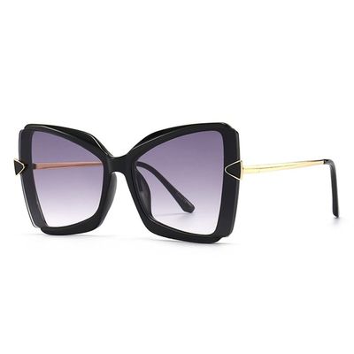 XLUMIO Vintage Oversized Arrow Cat Eye Sunglasses For Women Flower Print Alloy Sun Glasses Female Big Shades,Black Gray,one size