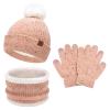Toddler Kids Winter Hats Touchscreen Gloves Scarfs Set Pompom Beanie Caps Neck Warmer with Fleece for 5-8 Years Old Baby Girls Boys Gifts view 1