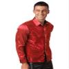 dPois Men Long Sleeve Shiny Sequin Shirts Latin Jazz Dancewear Stage Performance Costume Fancy Shirt Top Red Small view 2