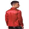 dPois Men Long Sleeve Shiny Sequin Shirts Latin Jazz Dancewear Stage Performance Costume Fancy Shirt Top Red Small view 4