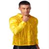 Jugaoge Mens Sequined Long Sleeve Shirt Jazz Disco Dance Shirt Tops Hip Hop Performance Costumes Yellow Small view 2