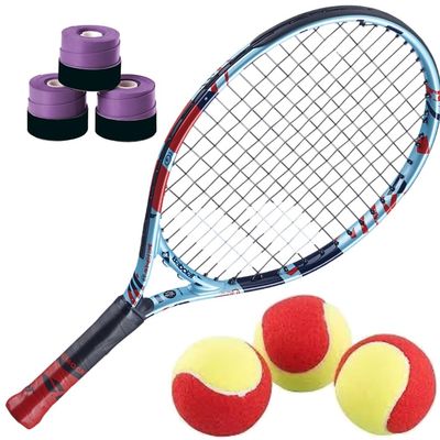 Babolat Ballfighter 17 Inch Tennis Racquet Bundled with 3 Purple Overgrips and 3 Red Foam Tennis Balls