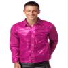 dPois Men Long Sleeve Shiny Sequin Shirts Latin Jazz Dancewear Stage Performance Costume Fancy Shirt Top Hot Pink Small view 1