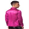dPois Men Long Sleeve Shiny Sequin Shirts Latin Jazz Dancewear Stage Performance Costume Fancy Shirt Top Hot Pink Small view 4