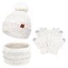 Toddler Kids Winter Hats Touchscreen Gloves Scarfs Set Pompom Beanie Caps Neck Warmer with Fleece for 5-8 Years Old Baby Girls Boys Gifts view 1