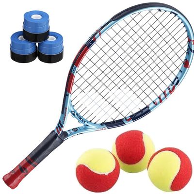 Babolat Ballfighter 17 Inch Tennis Racquet Bundled with 3 Blue Overgrips and 3 Red Felt Tennis Balls