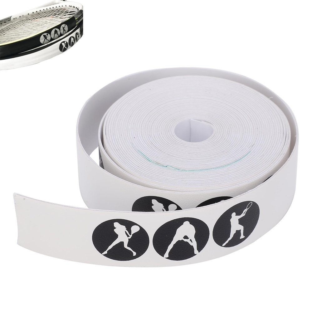equlup Racket Head Tape, 5m/16.4ft Length Frame Guard Racket Head Frame Guard Anti Scratch Paddle Cover Tape for Tennis Badminton Pickleball (White)