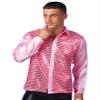dPois Men Long Sleeve Shiny Sequin Shirts Latin Jazz Dancewear Stage Performance Costume Fancy Shirt Top Pink Small view 2