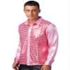 dPois Men Long Sleeve Shiny Sequin Shirts Latin Jazz Dancewear Stage Performance Costume Fancy Shirt Top Pink Small view 3