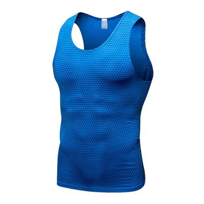 Maiyifu-GJ Men's Gym Sport Fitness Slim Fit T-Shirt Athletic Workout Quick-Dry Shirts Sleeveless Compression Tank Top (Blue,XX-Large)