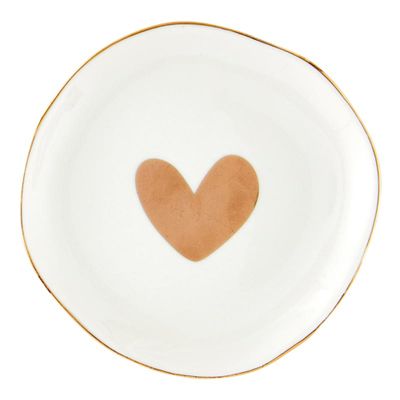 Bella Sleep + Spa Gifts for Women Jewelry Tray Ring Holder Trinket Tray, 4.5-Inch Diameter, Gold Heart