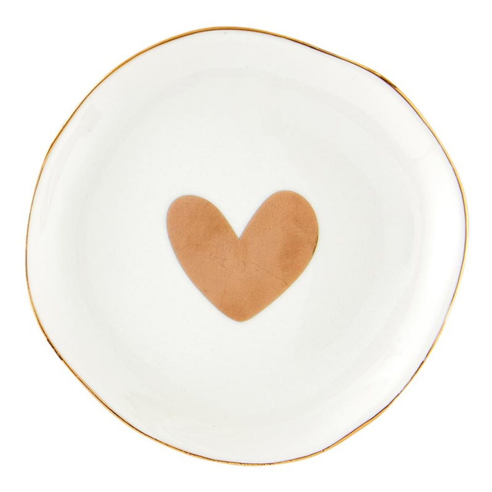 Bella Sleep + Spa Gifts for Women Jewelry Tray Ring Holder Trinket Tray, 4.5-Inch Diameter, Gold Heart
