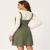 Allegra K Women's Faux Suede Button Decor A-Line Mini Overall Dress Large Army Green view 3