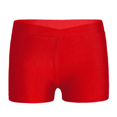 YONGHS Kids Girls Dance Shorts V-Front Waistband Sports Yoga Athletic Bottoms Gymnastics Boy-Cut Booty Shorts Red 15-16 Years