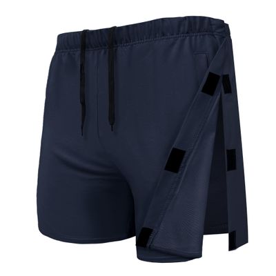 Unisex Hip Knee Surgery Recovery Shorts Men Tear Away Short Pant Breakaway 2 Sides Snap Shorts Adaptive Clothing Women Navy XXL