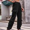 XUNRYAN Cargo Pants Womens High Waist Parachute Pants Multi Pockets Hippie Joggers Streetwear 2023 Fall Fashion Clothes view 2