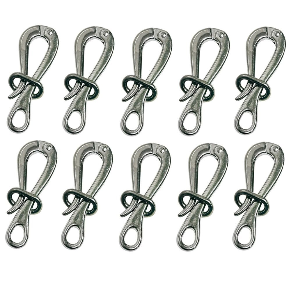 10 Pc Marine Boat Stainless Steel 4" Pelican Hook with Loop Rigging Lifting Hook