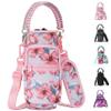 AceTreker 40 oz Neoprene Water Bottle Holder with Strap for Insulated Metal Hydro Jug Water Bottles, Sleeve Carrier Bag for Camping Trip-Pink Flowers view 1