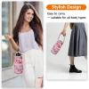 AceTreker 40 oz Neoprene Water Bottle Holder with Strap for Insulated Metal Hydro Jug Water Bottles, Sleeve Carrier Bag for Camping Trip-Pink Flowers view 3