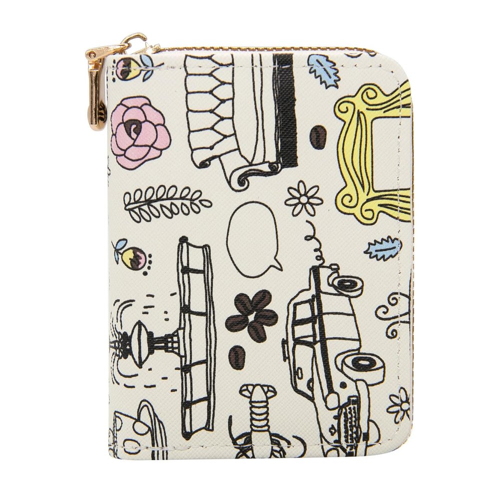 LJCZKA Credit Card Holder for Women Girls Small Card Case Short Flower Cute Accordion Organizer Coin Purse with Zipper (White)