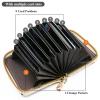 LJCZKA Credit Card Holder for Women Girls Small Card Case Short Flower Cute Accordion Organizer Coin Purse with Zipper (White) view 2