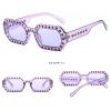 willochra Square Diamond Sunglasses Women Retro Small Frame Sun Glasses Party Festival Rhinestone Sunglasses (purple) view 2