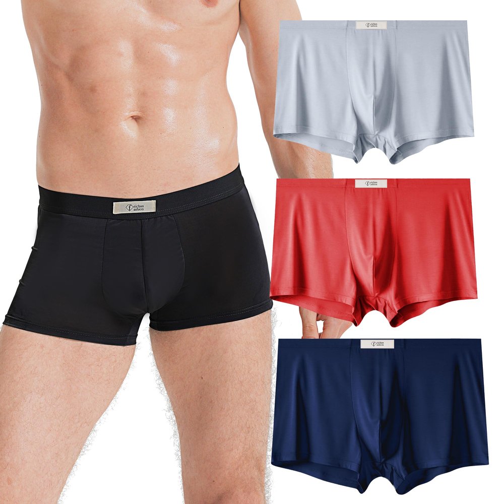 feichan ashion plus size men's boxer briefs modal quick dry moisture wicking soprt fitness oversized underwear men 3pc(XXL,810)