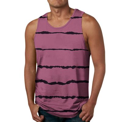 Maiyifu-GJ Men's Contrast Sports Sleeveless Tank Top Summer Vacation Vest With Hem Casual Beach Loose Printed Undershirt (Pink2,X-Large)