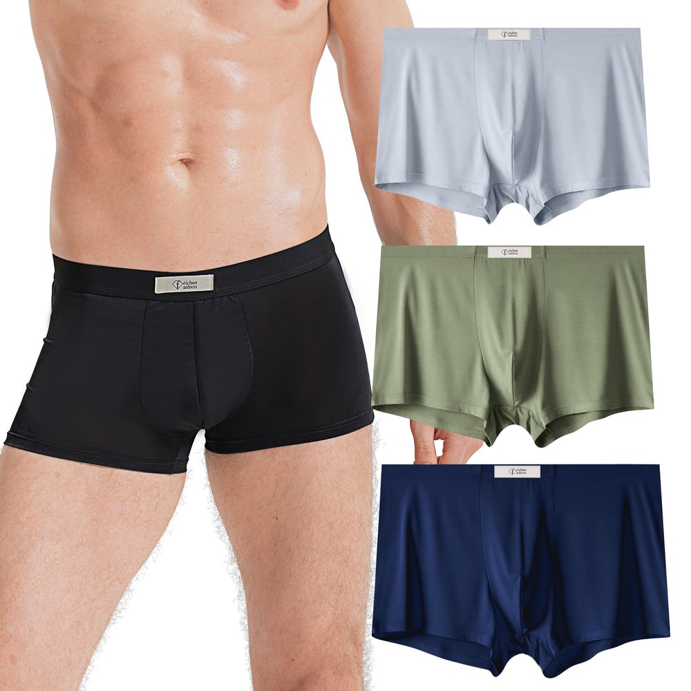 feichan ashion Men's Underwear, 3-Piece Modal rayon Mens Big & Tall Boxer Brief Up to 7XL, Moisture Wicking Flat Boxer Shorts (as1, alpha, x_l, regular, regular, 808)