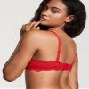 DOBREVA Women's Push Up Lace Bra Underwire Plunge Full Coverage Bras Sexy Plus Size Support Lipstick Red 36DD view 3