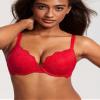 DOBREVA Women's Push Up Lace Bra Underwire Plunge Full Coverage Bras Sexy Plus Size Support Lipstick Red 36DD view 4