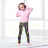 Aflyko Mardi Gras Girls' Leggings Fleur De Lis Glitter Zigzag Kids Running Yoga Pants Dance Tights Skinny Stretch Ankle Length Fat Tuesday Wear 6T view 2