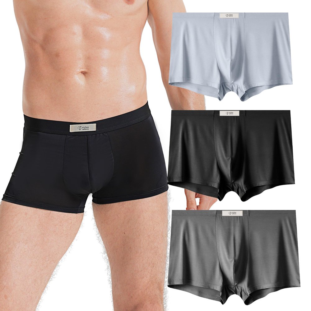 feichan ashion plus size men's underwear sports boxer briefs cotton huge pouch trunks sports fitness underpants 3Pc(4XL,803)