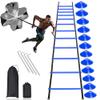 Football Training Equipment | Speed Agility Training Set, Including 1 Agility Ladder, 4 Steel Piles,12 Disc Cones ,1 Resistance Umbrella .| for Athletes/Sports Including Football & Basketball(Blue) view 1