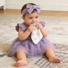 Baby Girl Ruffle Sleeve Romper Dress Infant Jumpsuit Tutu Skirt Set Newborn Princess Tulle Dresses Headband Outfit (Purple-Sleeveless, 12-18 Months) view 2