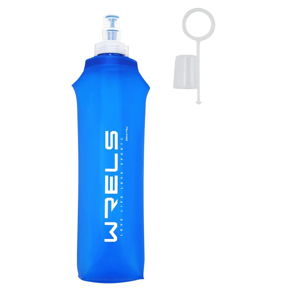 WRELS Soft Running Water Flask Soft Flasks Collapsible Soft Water Bottles Small BPA-Free for Sports Hiking Hydration Pack 5oz/8oz/17oz(BLUE,17oz)