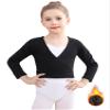 Ballet Wrap Top Girls Ballerina Sweater Fleece Dance Shrug Cardigan Long Sleeve Black X-Large view 1