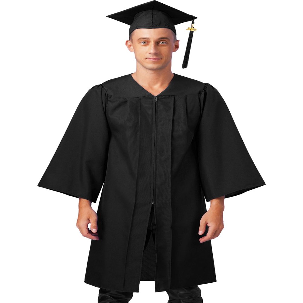 Eandarui Graduation Gown Robes Unisex Adult Matte Masters Degree Graduation Cap Judge Church Fancy Dress Black 3X-Large