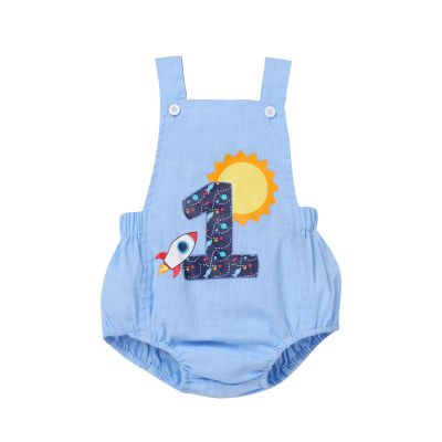 Outer Space Party Decoration, Astronaut Rocket UFO Sign Birthday Party for Boys Baby Shower Photo Props Cake Smash 1st Half Birthday Party Overalls Halloween Casual Suit Rocket 12-18 Months